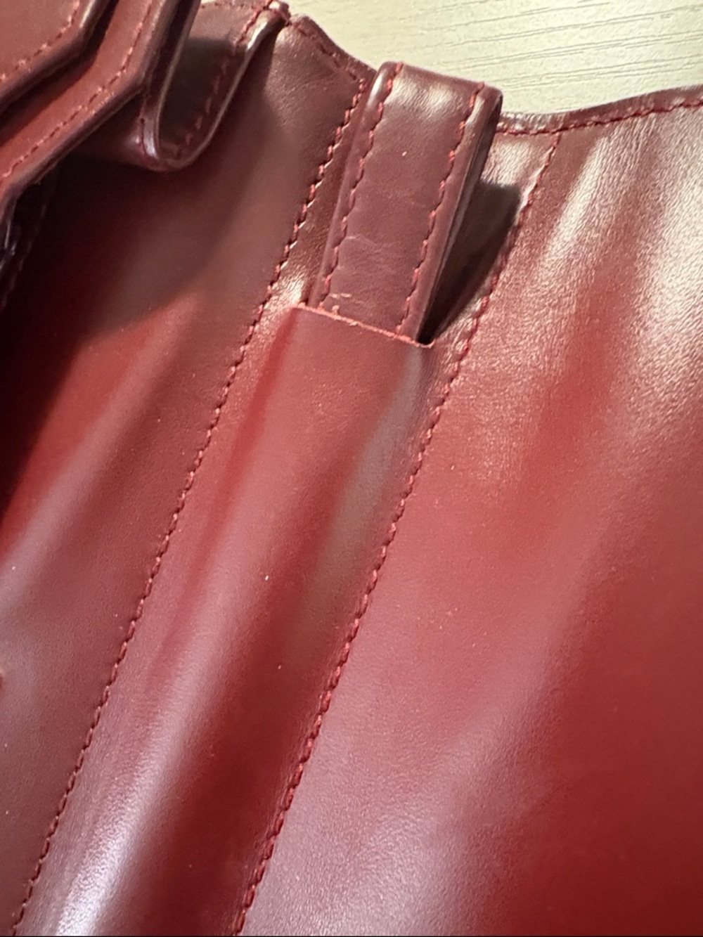 Cartier Burgundy Leather wristlet with Gold Corners - Picture 11 of 12
